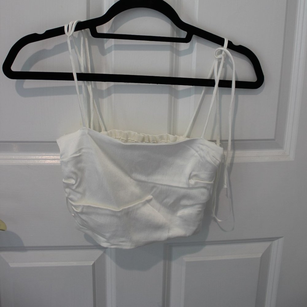 ZARA white satin mini tank top XS